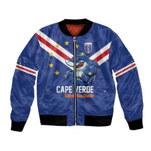 Custom Cape Verde Football Bomber Jacket Tubaroes Azuis Make History - African Pride