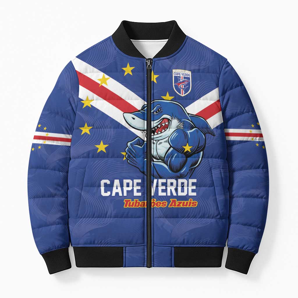 Custom Cape Verde Football Bomber Puffer Jacket Tubaroes Azuis Make History