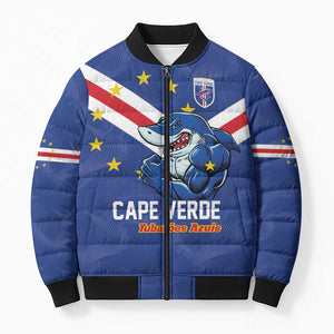 Custom Cape Verde Football Bomber Puffer Jacket Tubaroes Azuis Make History