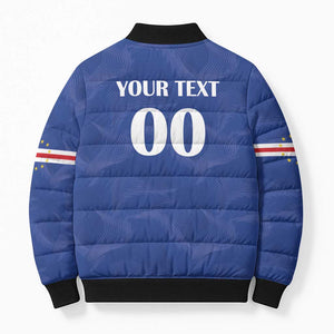 Custom Cape Verde Football Bomber Puffer Jacket Tubaroes Azuis Make History