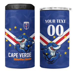 Custom Cape Verde Football 4 in 1 Can Cooler Tumbler Tubaroes Azuis Make History - African Pride