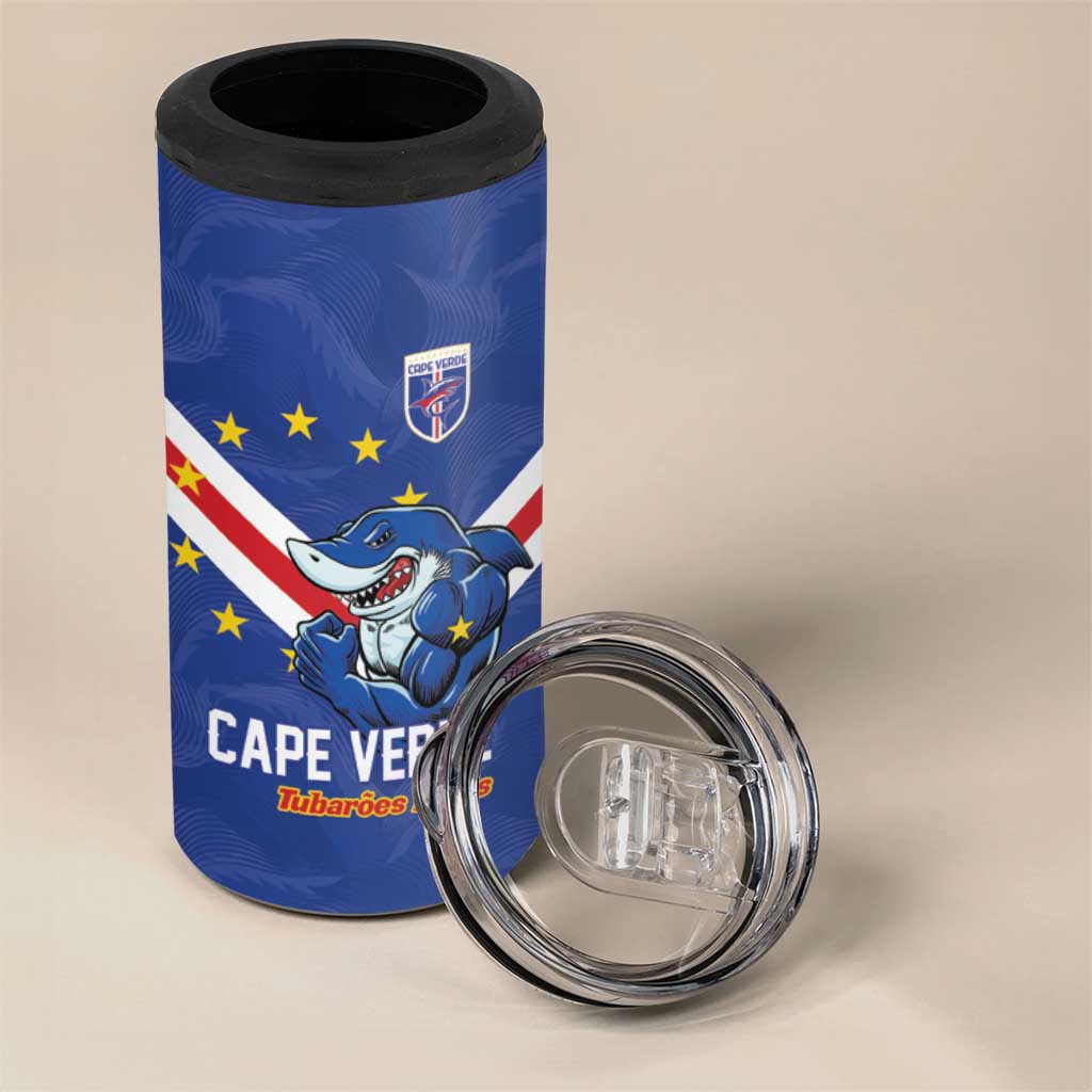 Custom Cape Verde Football 4 in 1 Can Cooler Tumbler Tubaroes Azuis Make History - African Pride