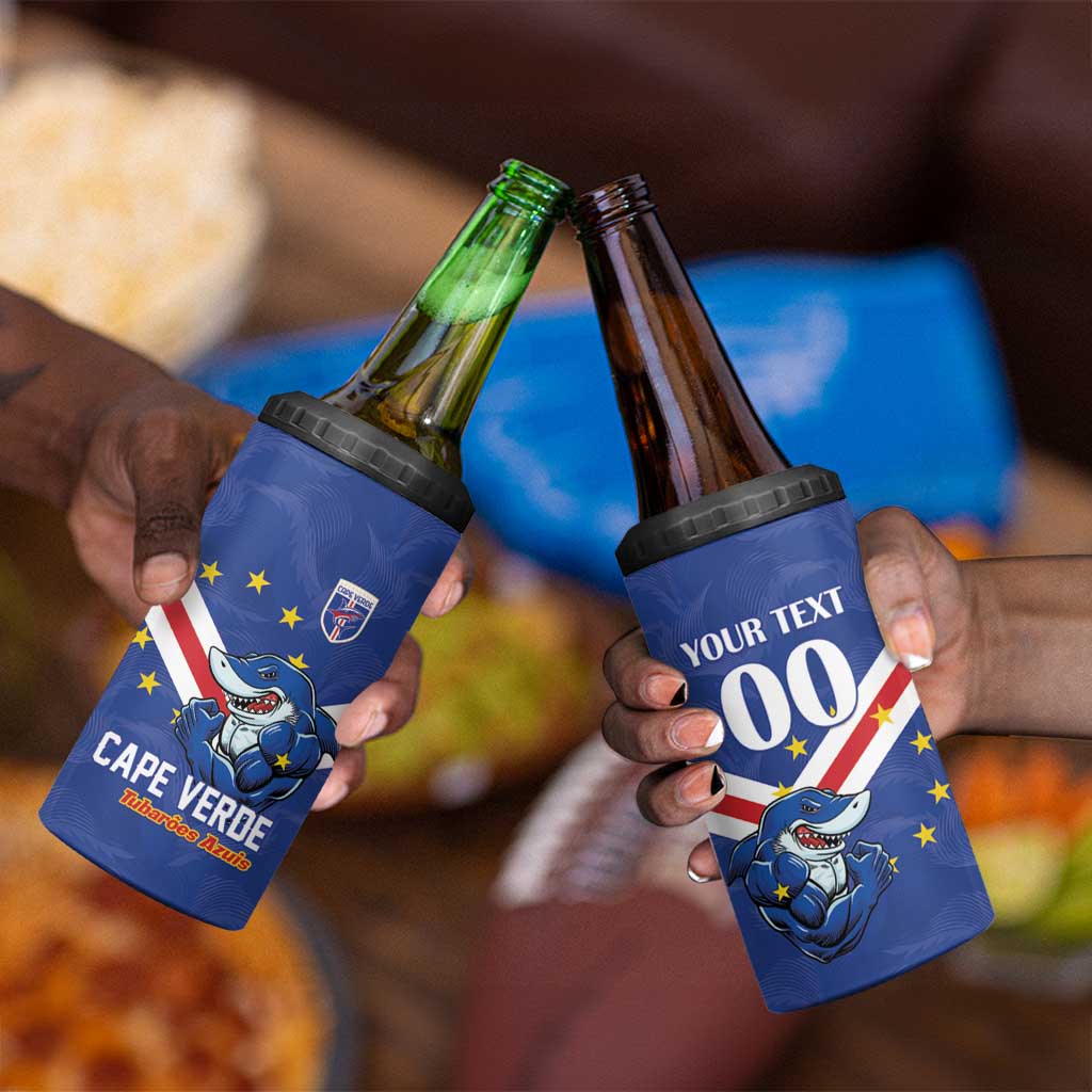 Custom Cape Verde Football 4 in 1 Can Cooler Tumbler Tubaroes Azuis Make History - African Pride