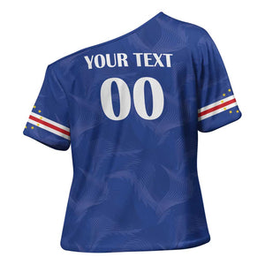 Custom Cape Verde Football Cross Shoulder Shirt Tubaroes Azuis Make History