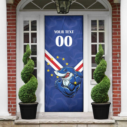 Custom Cape Verde Football Door Cover Tubaroes Azuis Make History