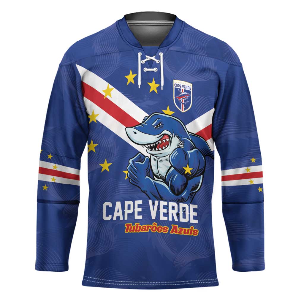 Custom Cape Verde Football Hockey Jersey Tubaroes Azuis Make History