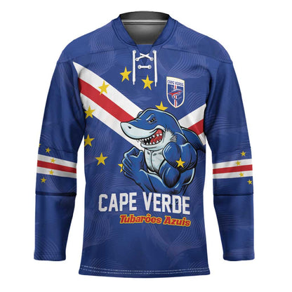 Custom Cape Verde Football Hockey Jersey Tubaroes Azuis Make History