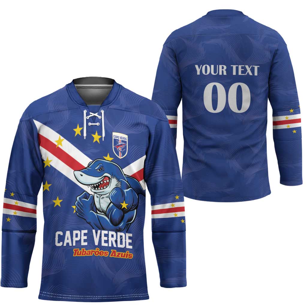 Custom Cape Verde Football Hockey Jersey Tubaroes Azuis Make History