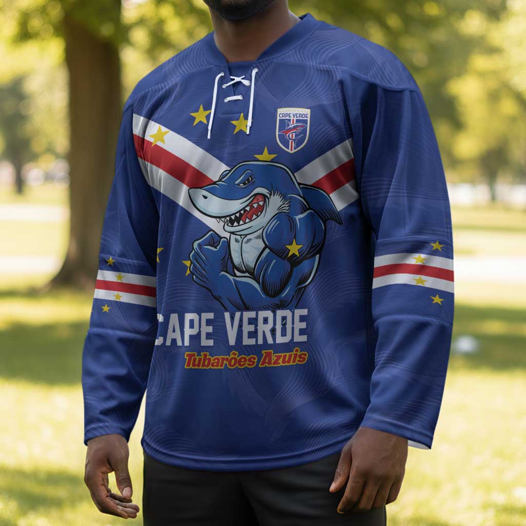 Custom Cape Verde Football Hockey Jersey Tubaroes Azuis Make History