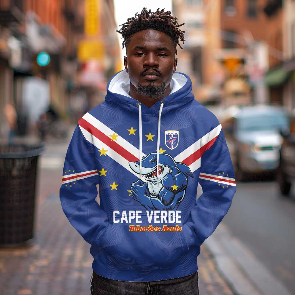 Custom Cape Verde Football Hoodie Tubaroes Azuis Make History - African Pride