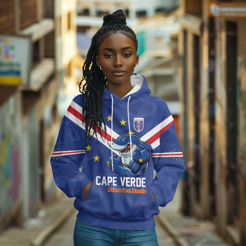 Custom Cape Verde Football Hoodie Tubaroes Azuis Make History - African Pride