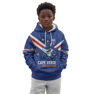Custom Cape Verde Football Kid Hoodie Tubaroes Azuis Make History - African Pride