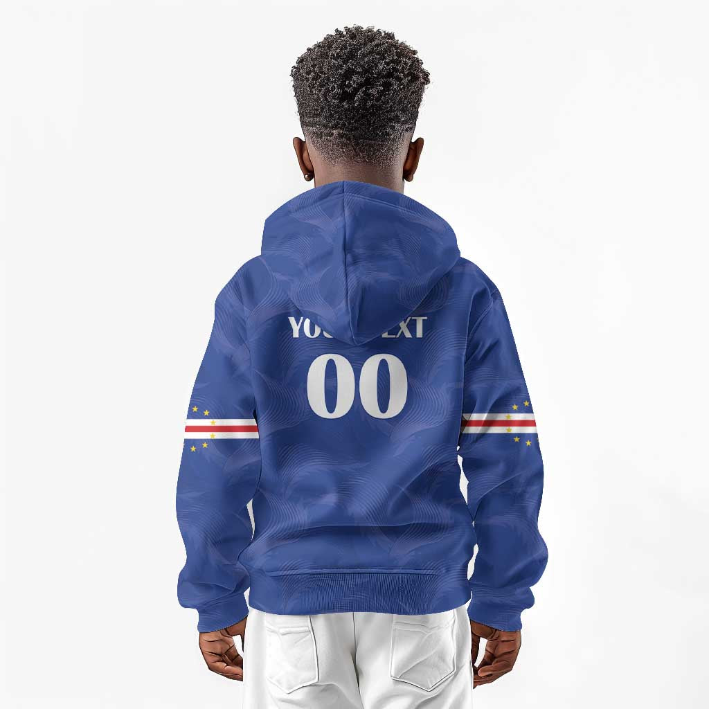 Custom Cape Verde Football Kid Hoodie Tubaroes Azuis Make History - African Pride
