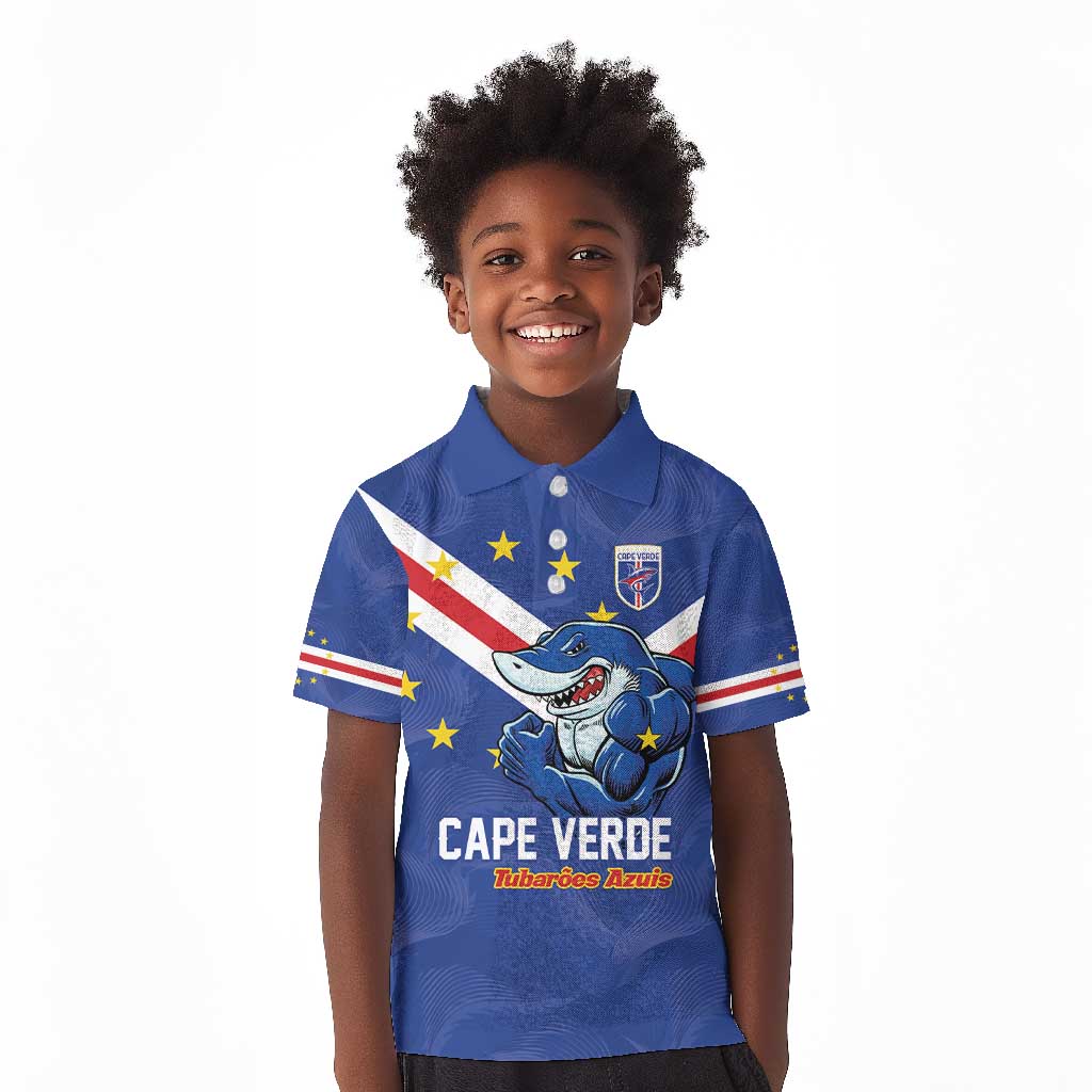 Custom Cape Verde Football Kid Polo Shirt Tubaroes Azuis Make History - African Pride