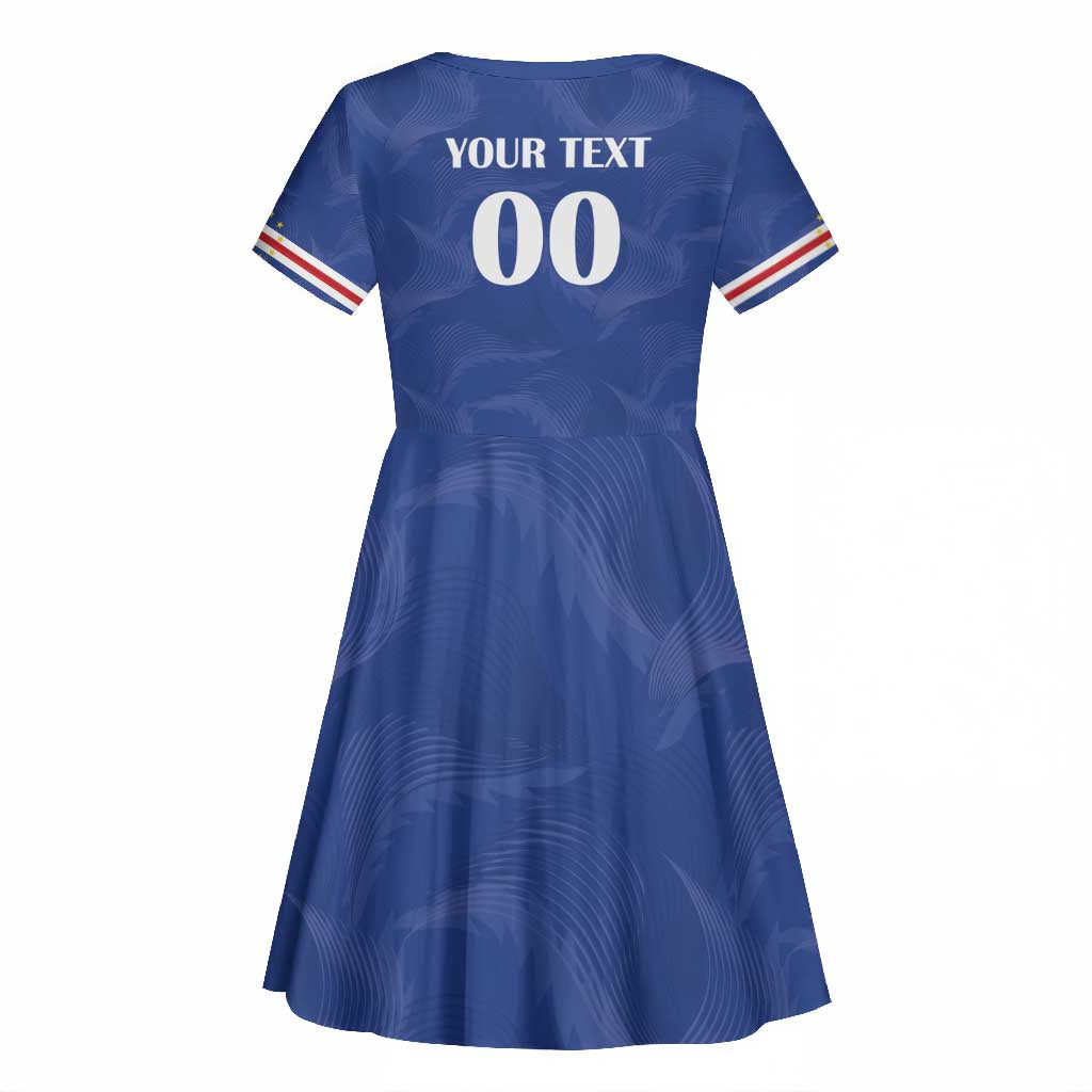 Custom Cape Verde Football Kid Short Sleeve Dress Tubaroes Azuis Make History - African Pride