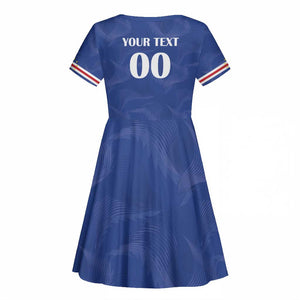 Custom Cape Verde Football Kid Short Sleeve Dress Tubaroes Azuis Make History - African Pride