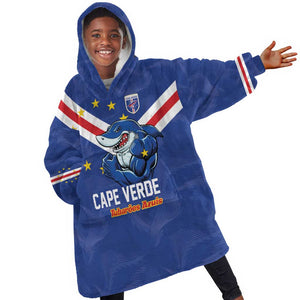 Custom Cape Verde Football Kid Wearable Blanket Hoodie Tubaroes Azuis Make History - African Pride
