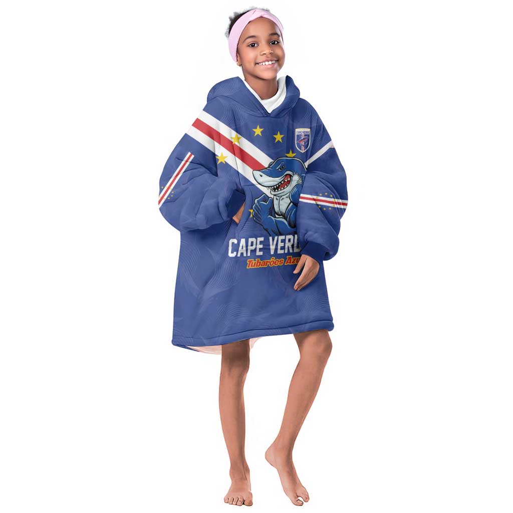 Custom Cape Verde Football Kid Wearable Blanket Hoodie Tubaroes Azuis Make History - African Pride
