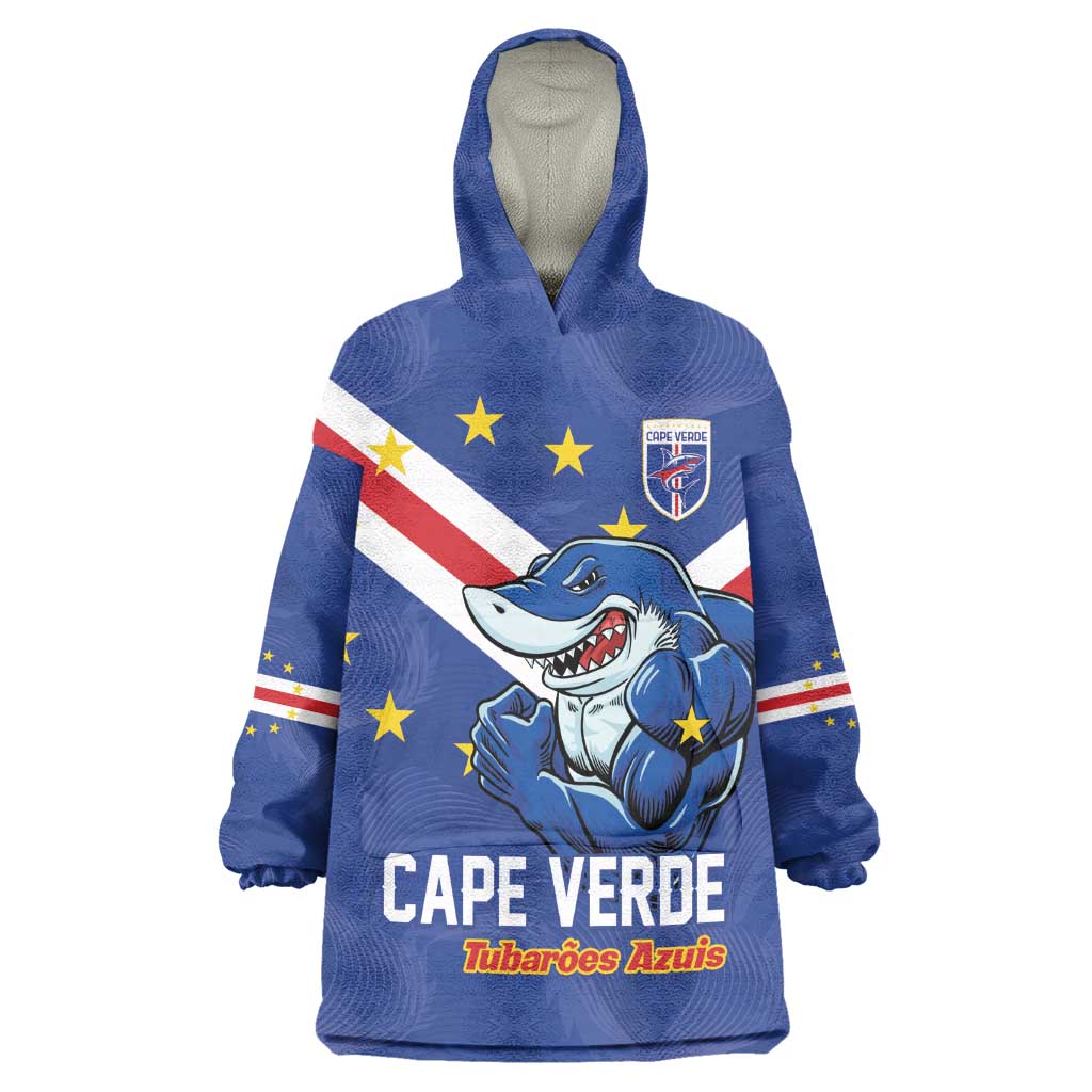 Custom Cape Verde Football Kid Wearable Blanket Hoodie Tubaroes Azuis Make History - African Pride