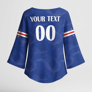 Custom Cape Verde Football Kimono Sleeve Blouse Tubaroes Azuis Make History