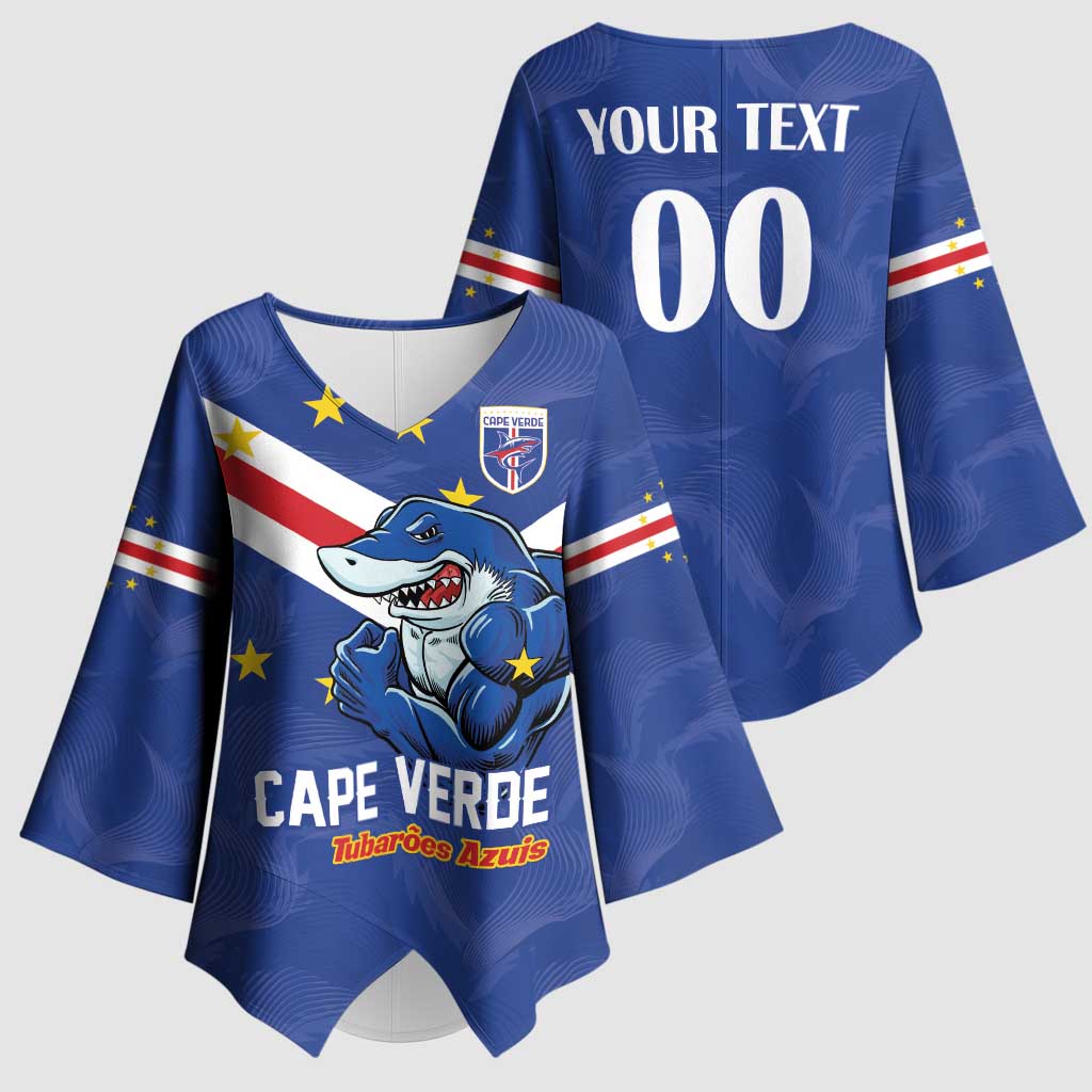 Custom Cape Verde Football Kimono Sleeve Blouse Tubaroes Azuis Make History