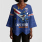 Custom Cape Verde Football Kimono Sleeve Blouse Tubaroes Azuis Make History