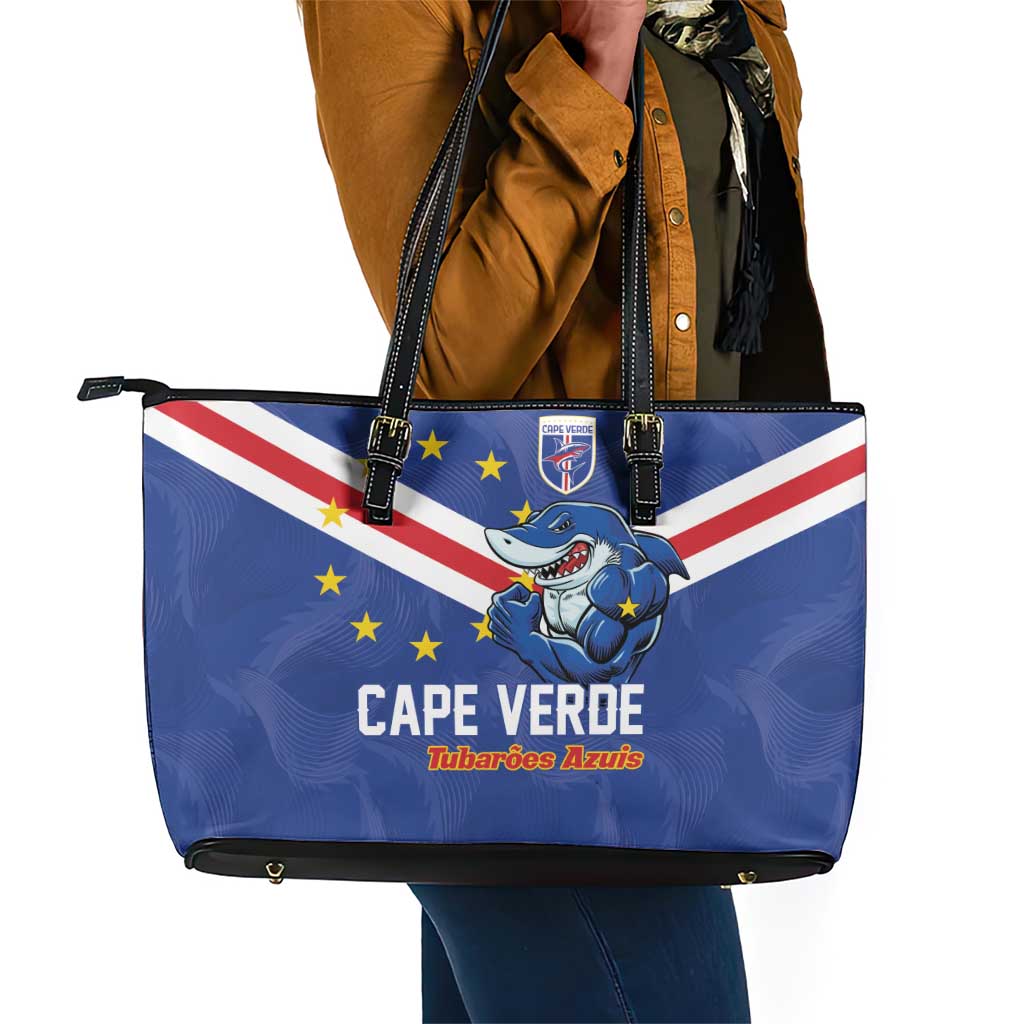 Cape Verde Football Leather Tote Bag Tubaroes Azuis Make History - African Pride