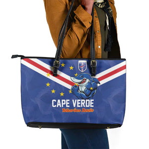 Cape Verde Football Leather Tote Bag Tubaroes Azuis Make History - African Pride