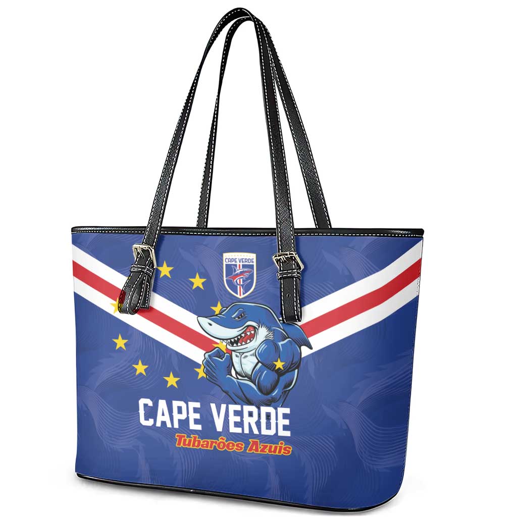 Cape Verde Football Leather Tote Bag Tubaroes Azuis Make History - African Pride