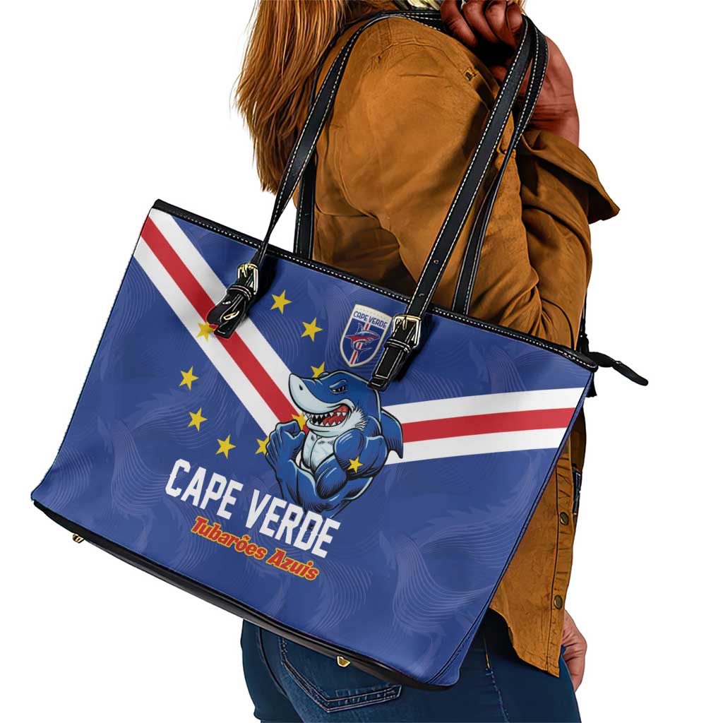 Cape Verde Football Leather Tote Bag Tubaroes Azuis Make History - African Pride