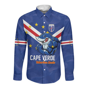 Custom Cape Verde Football Long Sleeve Button Shirt Tubaroes Azuis Make History - African Pride