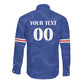 Custom Cape Verde Football Long Sleeve Button Shirt Tubaroes Azuis Make History - African Pride