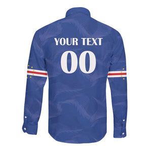 Custom Cape Verde Football Long Sleeve Button Shirt Tubaroes Azuis Make History - African Pride