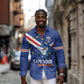 Custom Cape Verde Football Long Sleeve Button Shirt Tubaroes Azuis Make History - African Pride