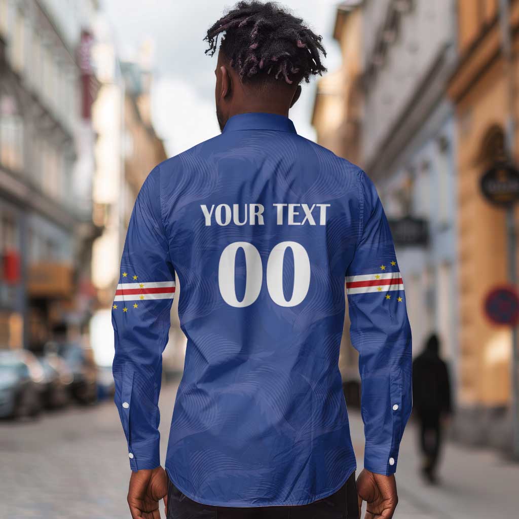 Custom Cape Verde Football Long Sleeve Button Shirt Tubaroes Azuis Make History - African Pride