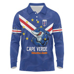Custom Cape Verde Football Long Sleeve Polo Shirt Tubaroes Azuis Make History - African Pride