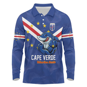 Custom Cape Verde Football Long Sleeve Polo Shirt Tubaroes Azuis Make History - African Pride
