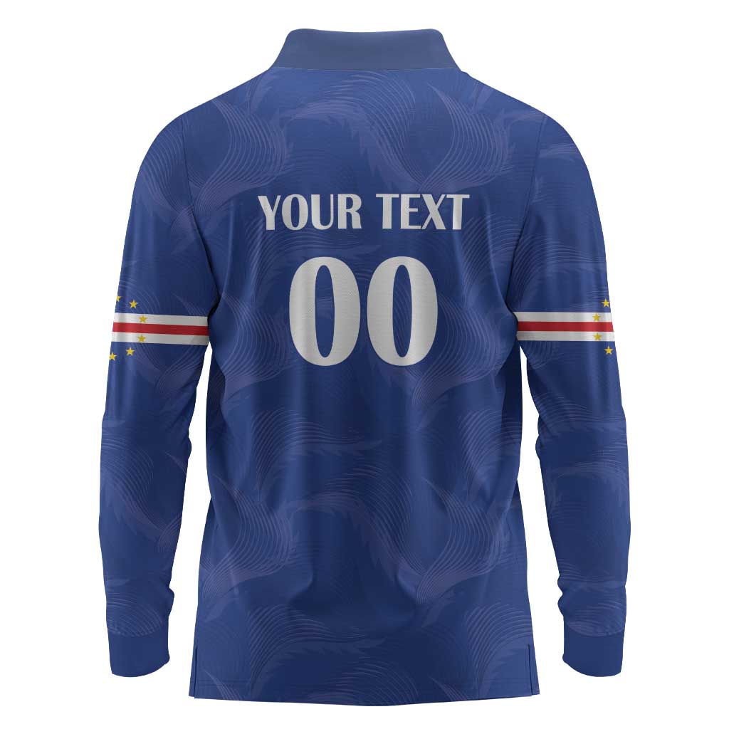 Custom Cape Verde Football Long Sleeve Polo Shirt Tubaroes Azuis Make History - African Pride