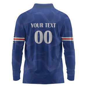 Custom Cape Verde Football Long Sleeve Polo Shirt Tubaroes Azuis Make History - African Pride