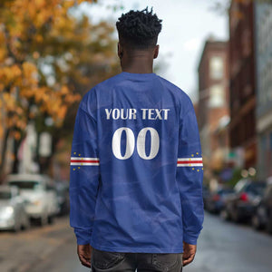Custom Cape Verde Football Long Sleeve Shirt Tubaroes Azuis Make History - African Pride