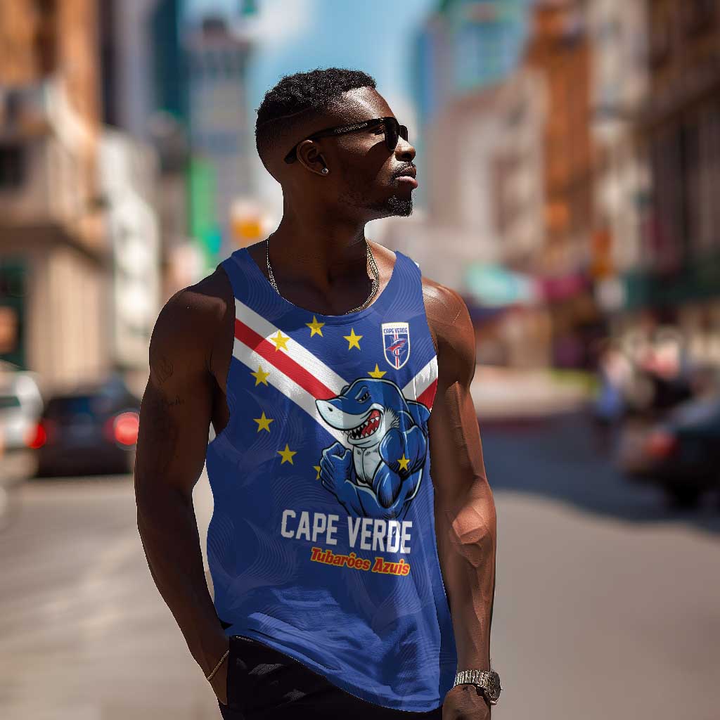 Custom Cape Verde Football Men Tank Top Tubaroes Azuis Make History - African Pride