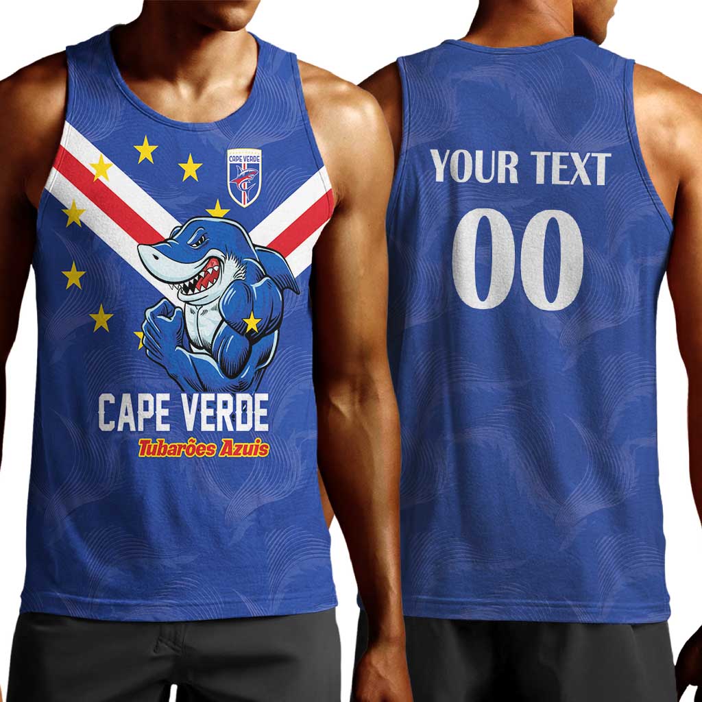 Custom Cape Verde Football Men Tank Top Tubaroes Azuis Make History - African Pride