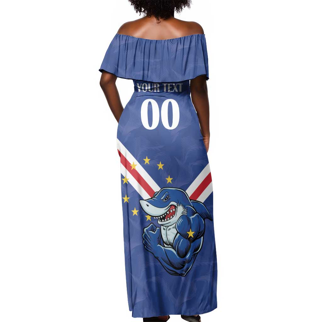Custom Cape Verde Football Off Shoulder Maxi Dress Tubaroes Azuis Make History - African Pride