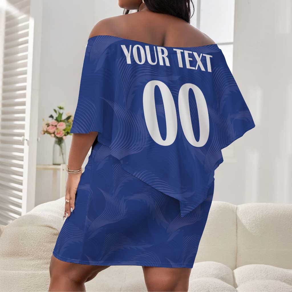 Custom Cape Verde Football Off Shoulder Short Dress Tubaroes Azuis Make History - African Pride