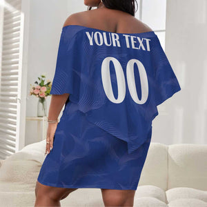 Custom Cape Verde Football Off Shoulder Short Dress Tubaroes Azuis Make History - African Pride