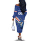 Custom Cape Verde Football Off The Shoulder Long Sleeve Dress Tubaroes Azuis Make History - African Pride