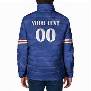 Custom Cape Verde Football Padded Jacket Tubaroes Azuis Make History
