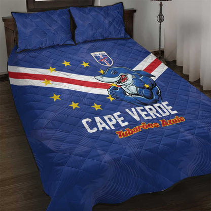 Cape Verde Football Quilt Bed Set Tubaroes Azuis Make History - African Pride