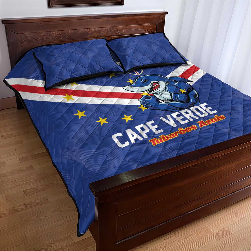 Cape Verde Football Quilt Bed Set Tubaroes Azuis Make History - African Pride