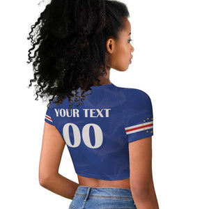 Custom Cape Verde Football Raglan Cropped T shirt Tubaroes Azuis Make History - African Pride